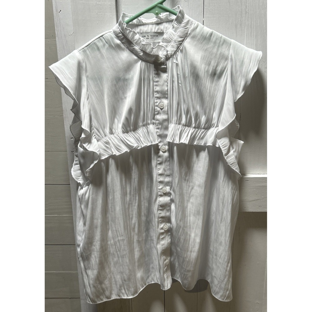 Lola & Sophie Women's Size L Blouse Sleeveless Ruffle Details Lightweight